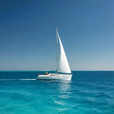 Sailing on clear blue water
