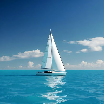 Sailing on blue ocean waters