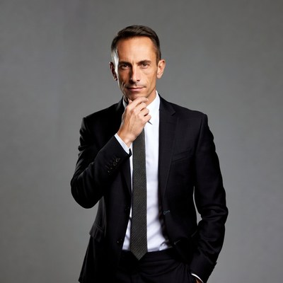 Businessman in suit with thoughtful pose