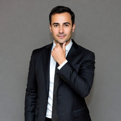 Man in suit posing confidently indoors