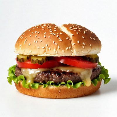 Juicy burger with toppings on a bun