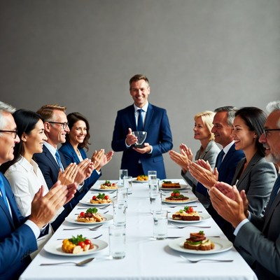Celebrating achievement at dinner gathering