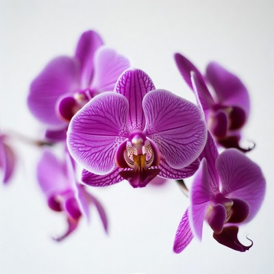 Purple orchids bloom indoors near window
