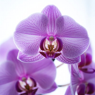 Pink orchid with delicate petals blooming