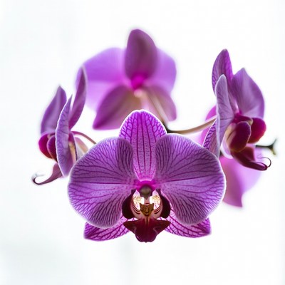 Purple orchid blooms in sunlight