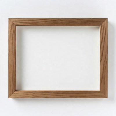 Empty wooden frame on white wall