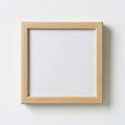 Empty square frame on white wall
