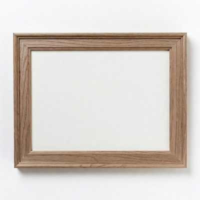 Empty wooden frame on white wall