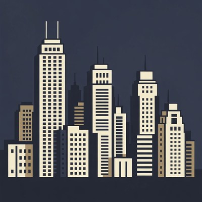 City skyline at night