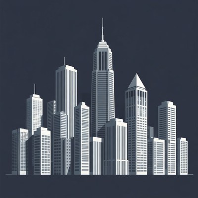 Skyline of a city at night