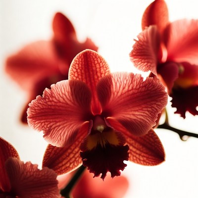 Bright red orchids in bloom