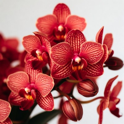 Orchids in bright red display