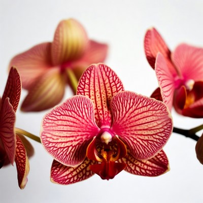 Red orchids bloom indoors