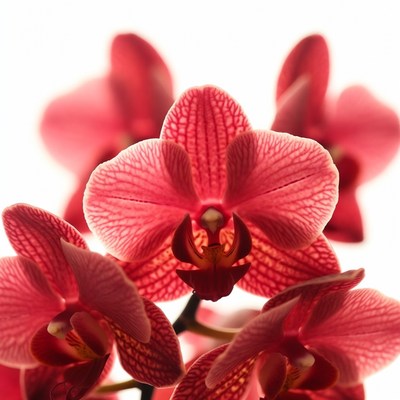 Red orchids in bloom together