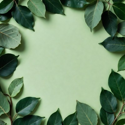 Green leaves on light background