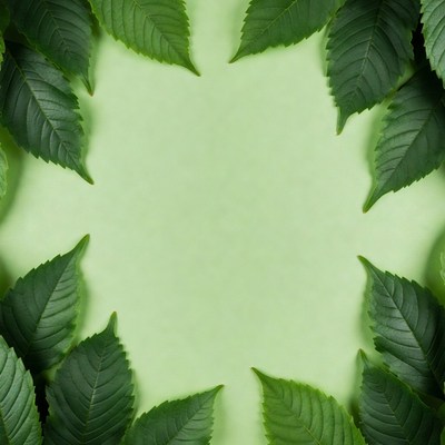 Green leaves on light background