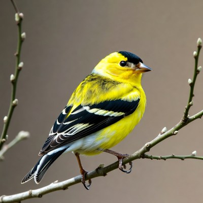 Bird sitting on a branch in spring