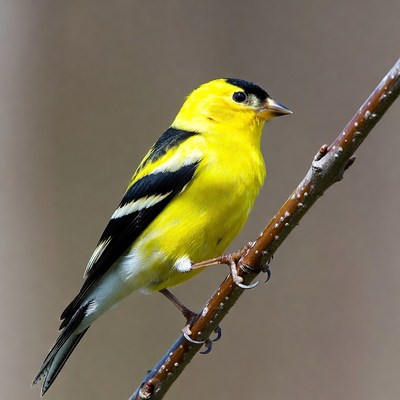 Yellow bird perched on branch