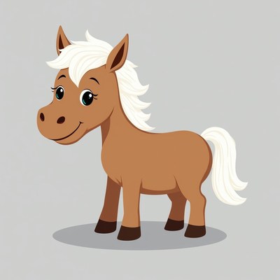 Cute cartoon horse smiling happily