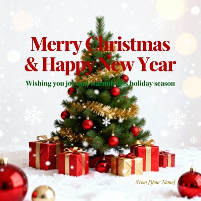 Christmas tree with gifts and decorations