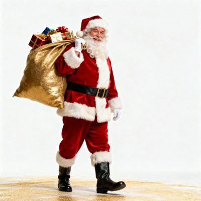 Santa claus holding a gift bag
