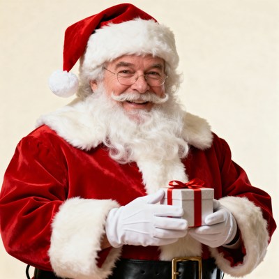 Santa claus with a gift box