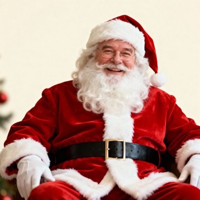 Santa in red suit with white beard