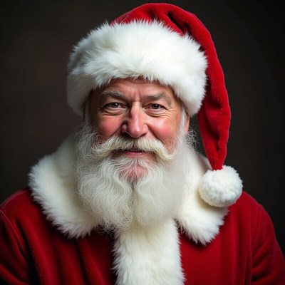 Santa wearing festive hat and coat
