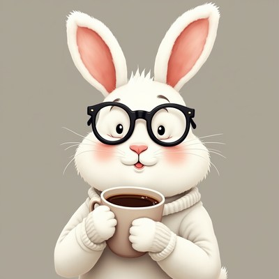 Rabbit enjoying coffee time inside