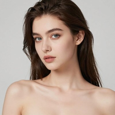 Model poses for studio session with soft light