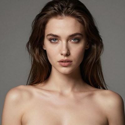 Model posing with natural expression indoors