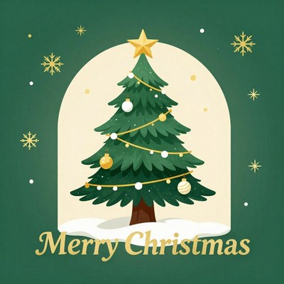 Christmas tree with decorations and snow