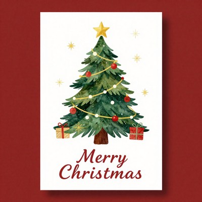 Merry christmas tree decoration scene