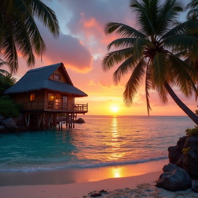 Sunset at a beach house