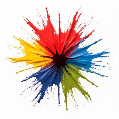 Color splashes create a vibrant scene