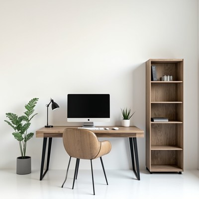 Modern workspace setup in a simple room