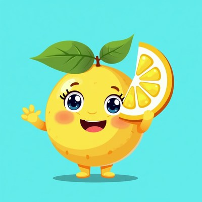 Cute yellow cartoon lemon character