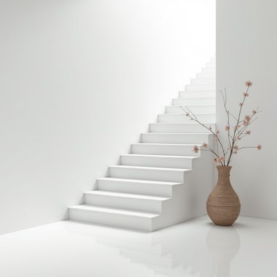 Staircase with vase and branches