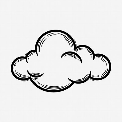 Cloud outline illustration in black and white