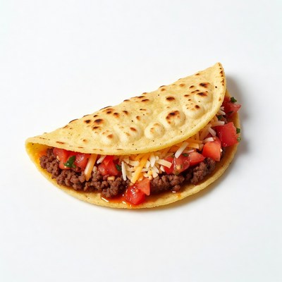 Taco with beef and tomato filling