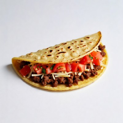 Fresh taco with meat and toppings