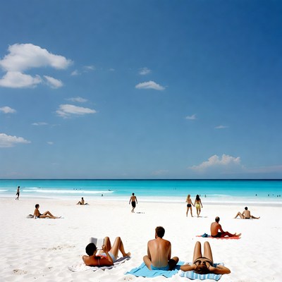 People sunbathing on a beach
