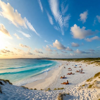Relaxing at the beach during sunset