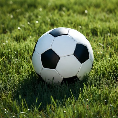 Soccer ball on grassy field