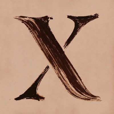 Large brown letter on beige background