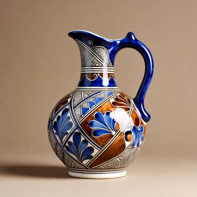Ceramic jug with colorful design