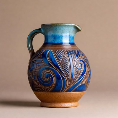 Decorative pottery with blue glaze design