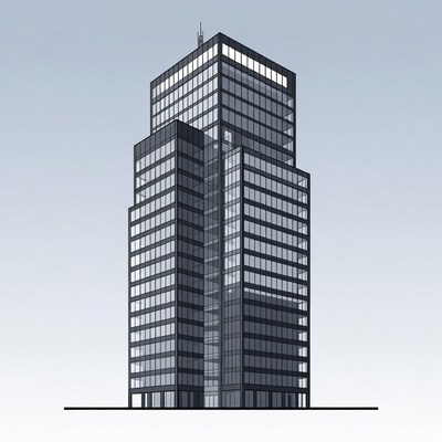 Modern tall building design with glass panels