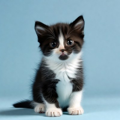 Kitten on blue background