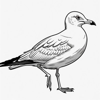 Seagull walking on the shore